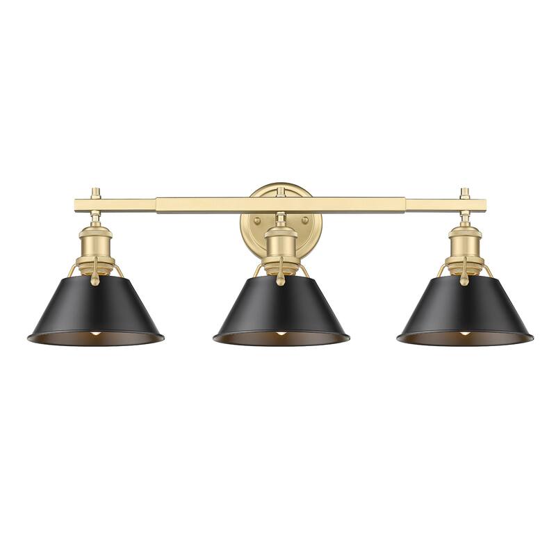 Yep by Golden Lighting Orwell 3-light Vanity in Brushed Champagne Brass and Matte Black shade - Gold