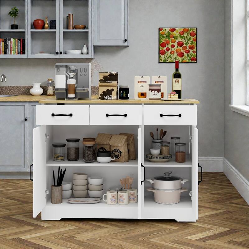 Farmhouse Buffet Sideboard Cabinet with 3 Drawers and 3 Doors, Large Storage Cupboard for Kitchen Dining Living Room