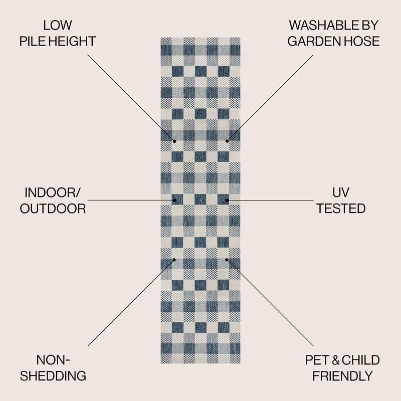 JONATHAN Y Biot Traditional Geometric Bold Gingham Black/Cream Indoor/Outdoor Area Rug