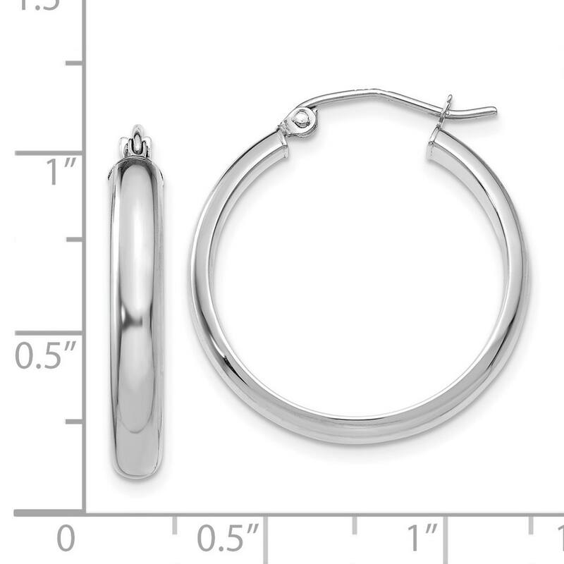 Curata 14k White Gold Polished 26x4mm Hoop Earrings