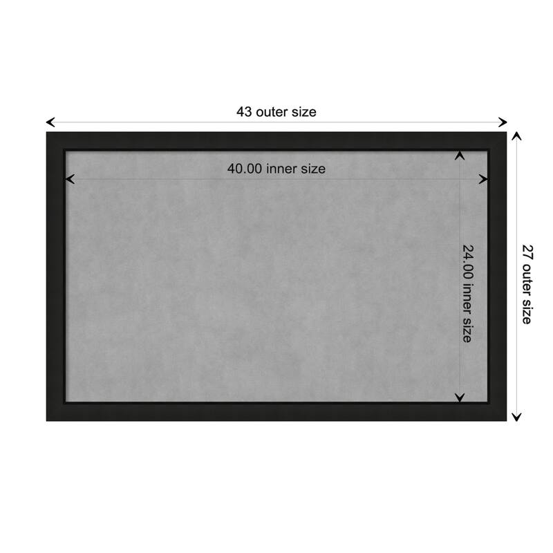 Amanti Art Midnight Black Narrow Framed Magnetic Board - Board Size 40x24