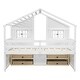 preview thumbnail 11 of 21, Full Size House Loft Bed with Roof & Windows | 4 Storage Drawers, Pine Wood Frame, Safety Guardrails & Ladder
