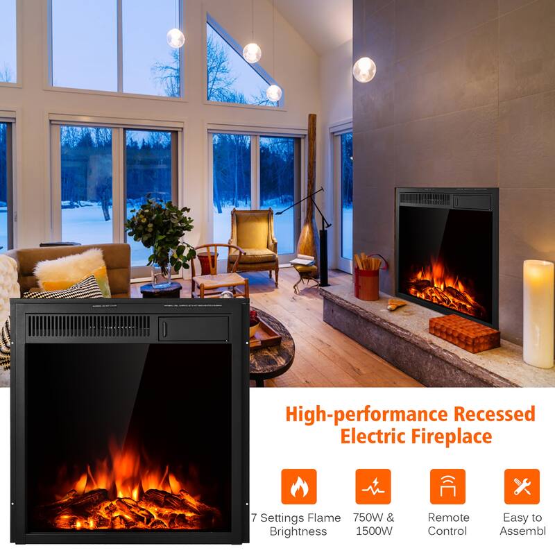 Costway 22.5'' Electric Fireplace Insert Freestanding & Recessed