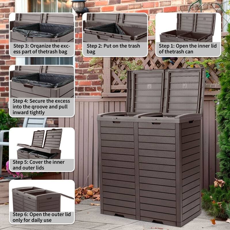 Resin Step On Curbside Trash Can & Recycling Bin