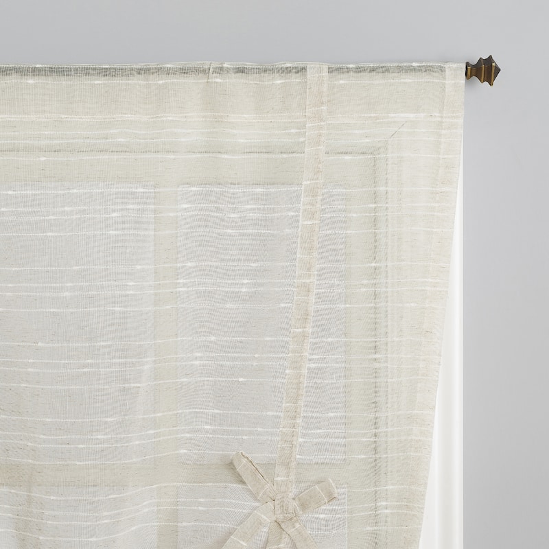 No. 918 Louette Slub Stripe Semi-Sheer Rod Pocket 1-Piece Window Tie-up Shade - 42" x 63"