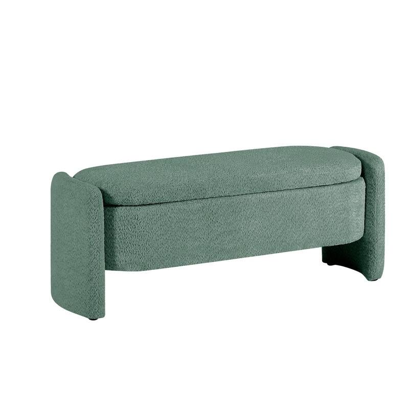 Modern Fleece Fabric Storage Bench with Filp-up Storage for the Living Room & Bedroom,4 Colors