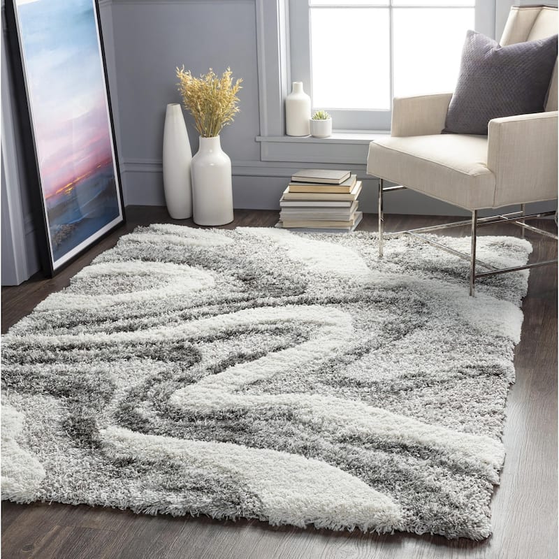 Livabliss Alta Shag Casual Area Rug - 5' 3" x 7' - Light Grey - Rectangle