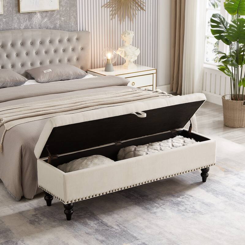 59" Tufted Bed Bench Ottoman with Storage