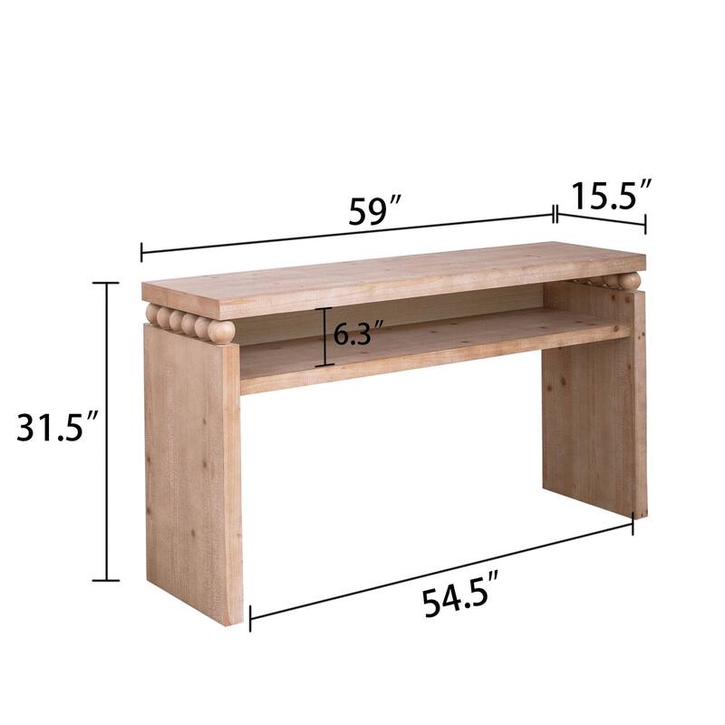 59" Morden Rustic Console Table with Storage and Open Shelf