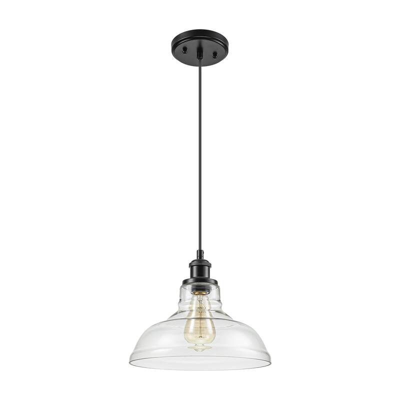 1/3-Light Industrial Modern Black Linear Clear Glass Pendant Light