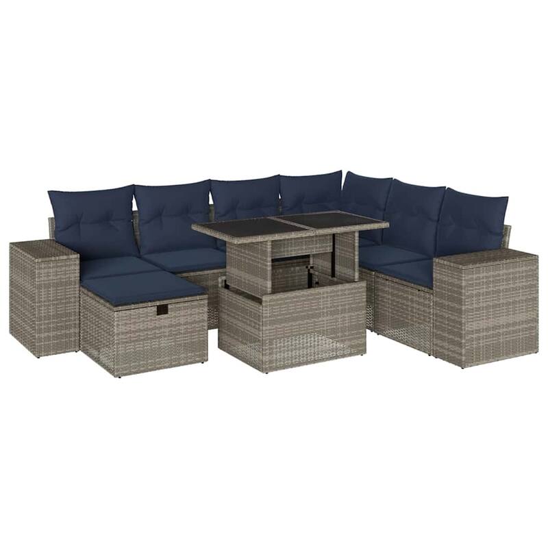 vidaXL Patio Sofa Set with Cushions Sectional Couches 8 Piece Poly Rattan - 24.4 x 24.4 x 27.2