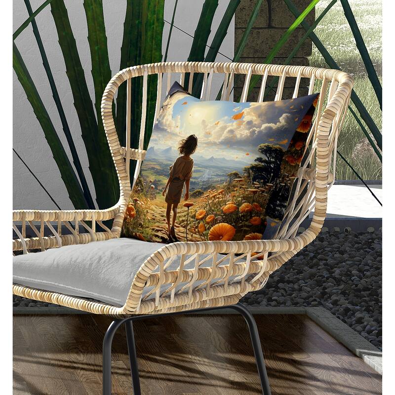 Curious Child Indoor/Outdoor Reversible Throw Pillow Multi