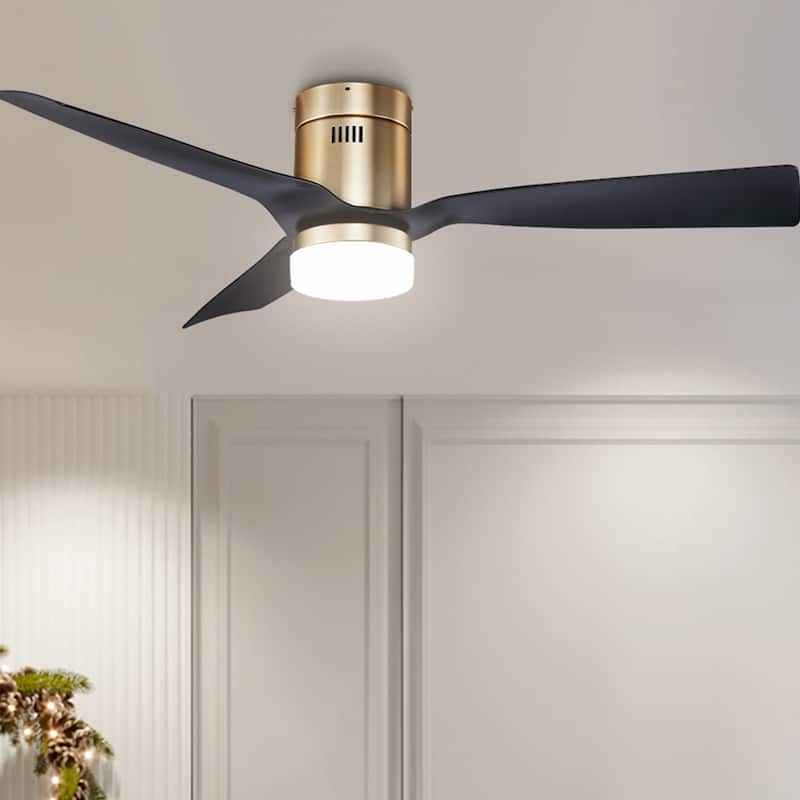 CARRO Pollux 52" Indoor Smart Ceiling Fan with Light and Remote-Flush Mount - Black