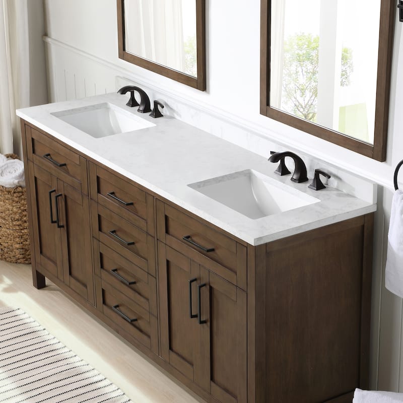OVE Decors Tahoe 72 in. Almond Latte Vanity with 2 Mirrors included