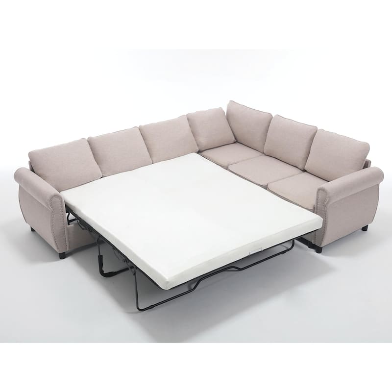 104" Polyester L-Shaped Sleeper Sectional Sofa