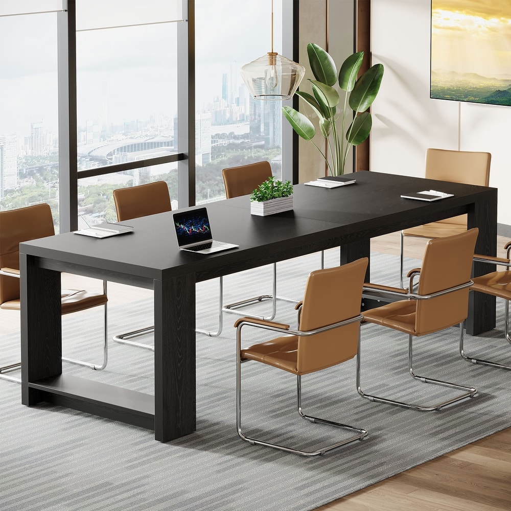 7 ft Conference Table for 6 to 8 People, Large Office Meeting Table for Conference Room, Boardroom - 86.6" L x 27.6" W x 29.5" H