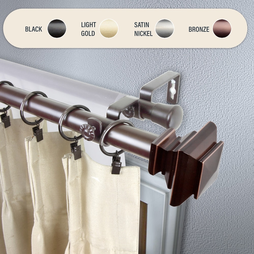 InStyleDesign Tild 1 inch Diameter Adjustable Double Curtain Rod