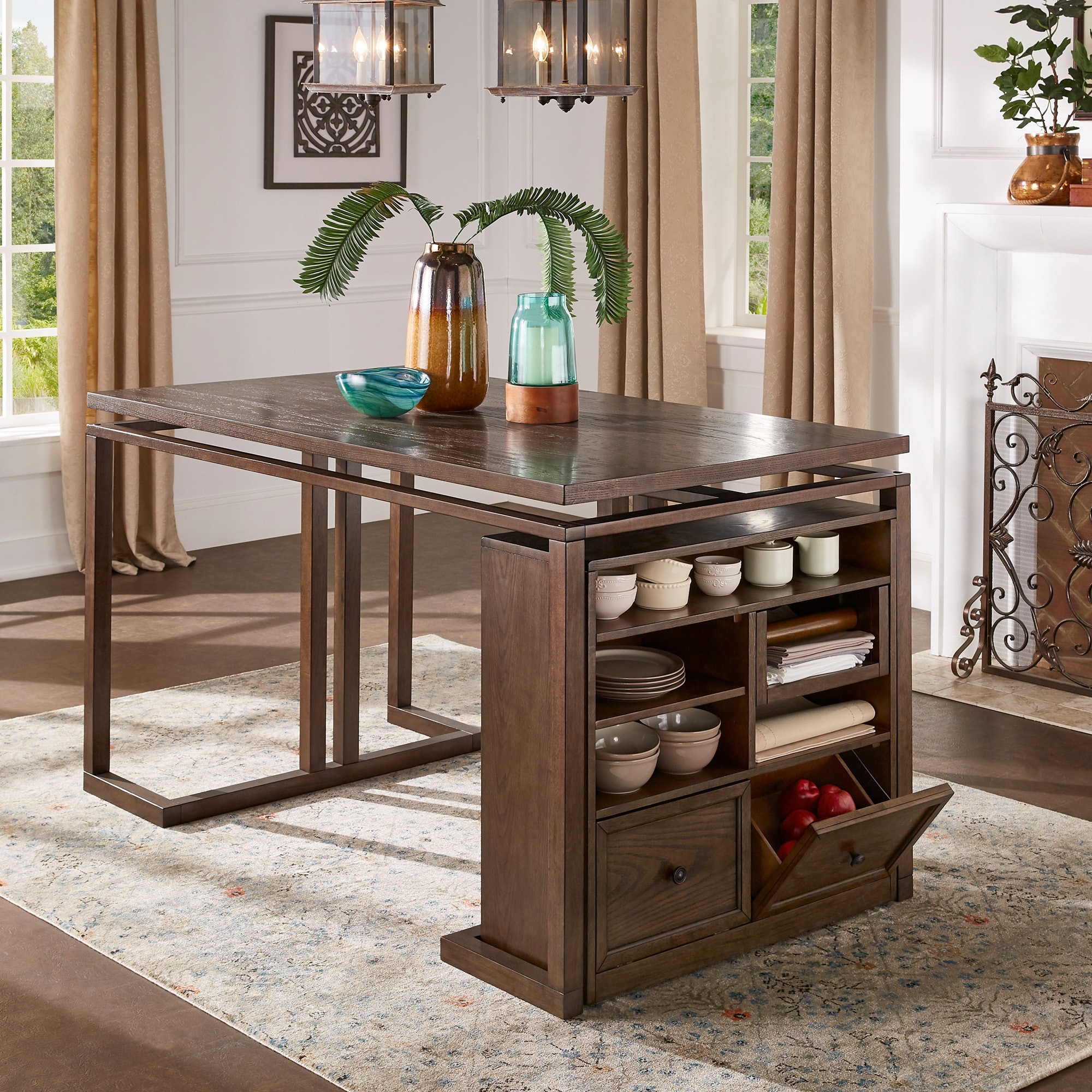 Kai Rectangular Counter Height Dining Table with Storage by