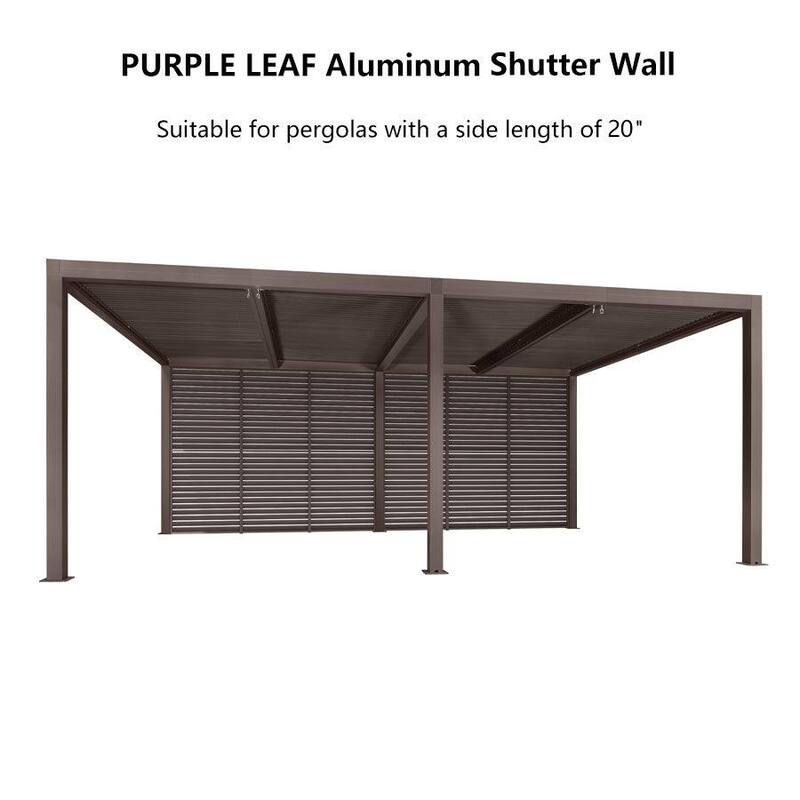 PURPLE LEAF Bronze Louvered Pergola Accessories Roller Blinds, Strip Light and Shutter Wall(Pergola Not Included)