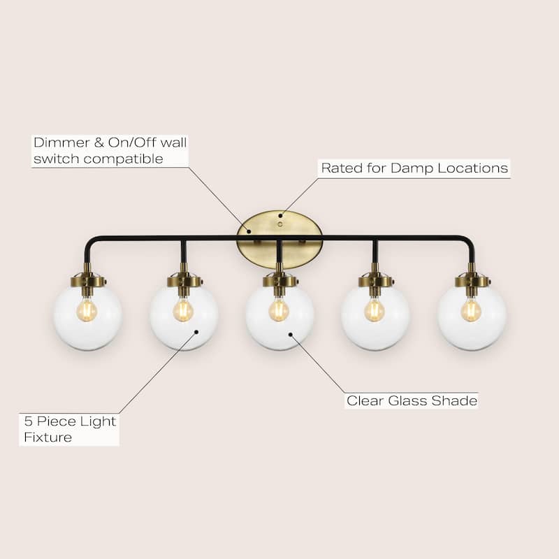 Bevin Contemporary Transitional Iron/Glass LED Vanity Light, by JONATHAN Y