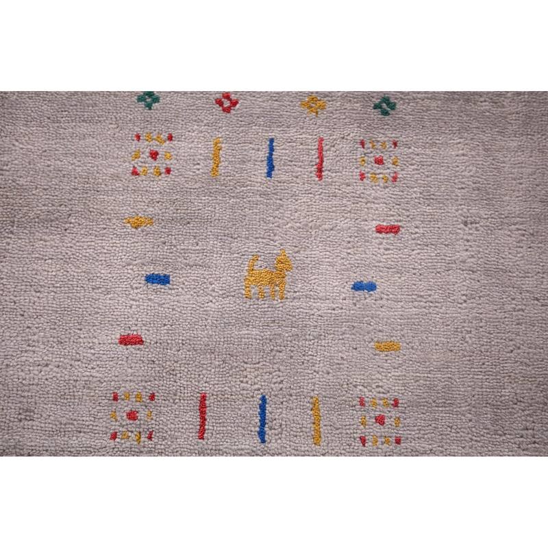Tribal Gabbeh Indian Square Area Rug Hand-Knotted Wool Carpet - 7'5"x 7'9"
