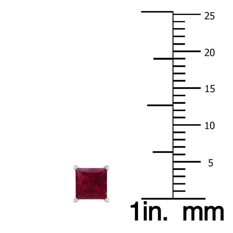 Marquee 14K White Gold 4MM Square Ruby Earrings