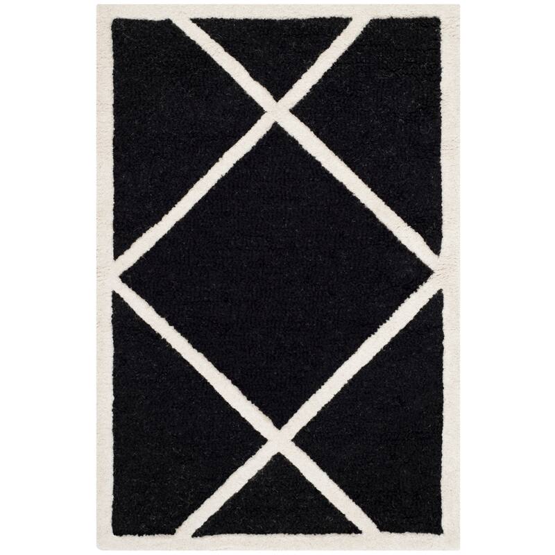 SAFAVIEH Handmade Cambridge Vija Modern Moroccan Wool Rug - 2' x 3' - Black/Ivory