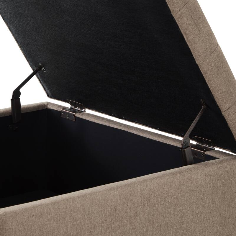 Large square storage ottoman with wooden legs