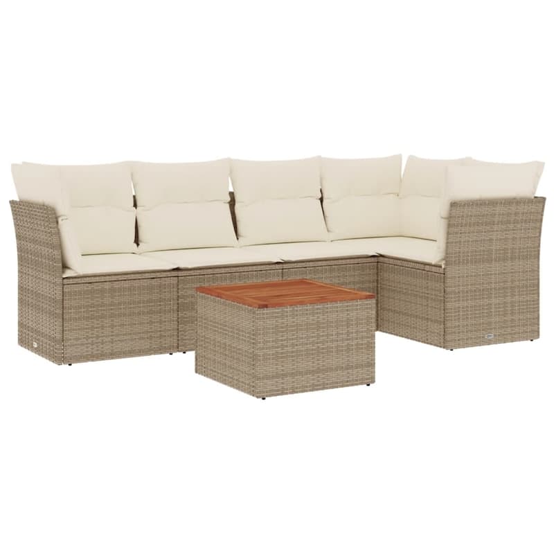 vidaXL Patio Sofa Set with Cushions Outdoor Furniture 6 Piece Poly Rattan