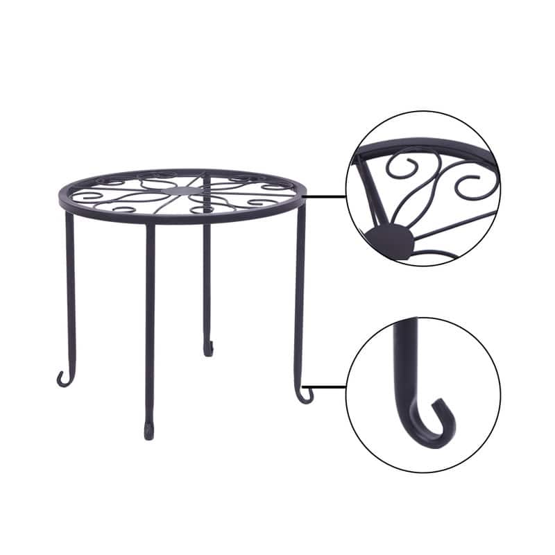 Round Iron Garden Plant Stand Pot Potted Holder