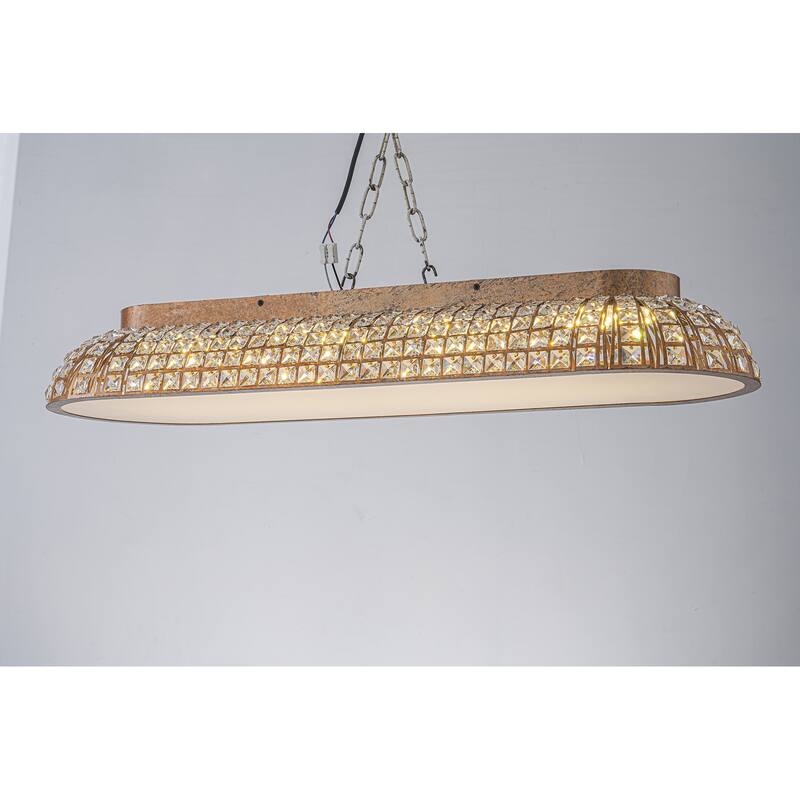 1-Light Vintage Glam Integrated LED Flush Mount Ceiling Light with Crystal Accents - Antique Gold