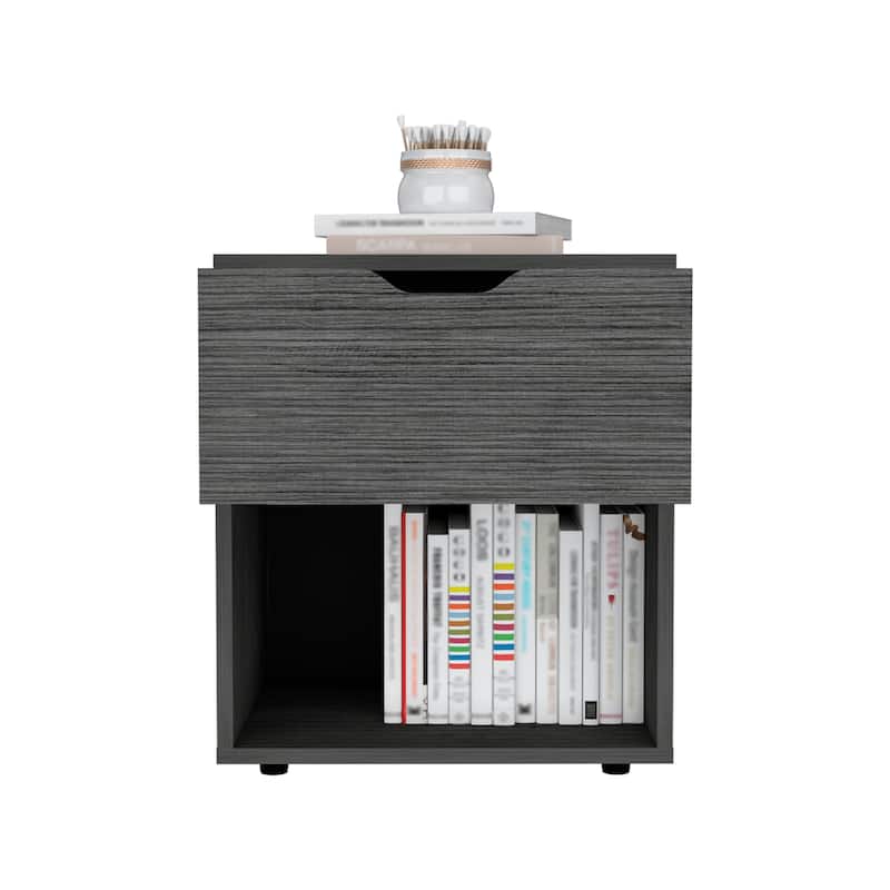 19.7-Inch High Nightstand End Table with Open Shelf