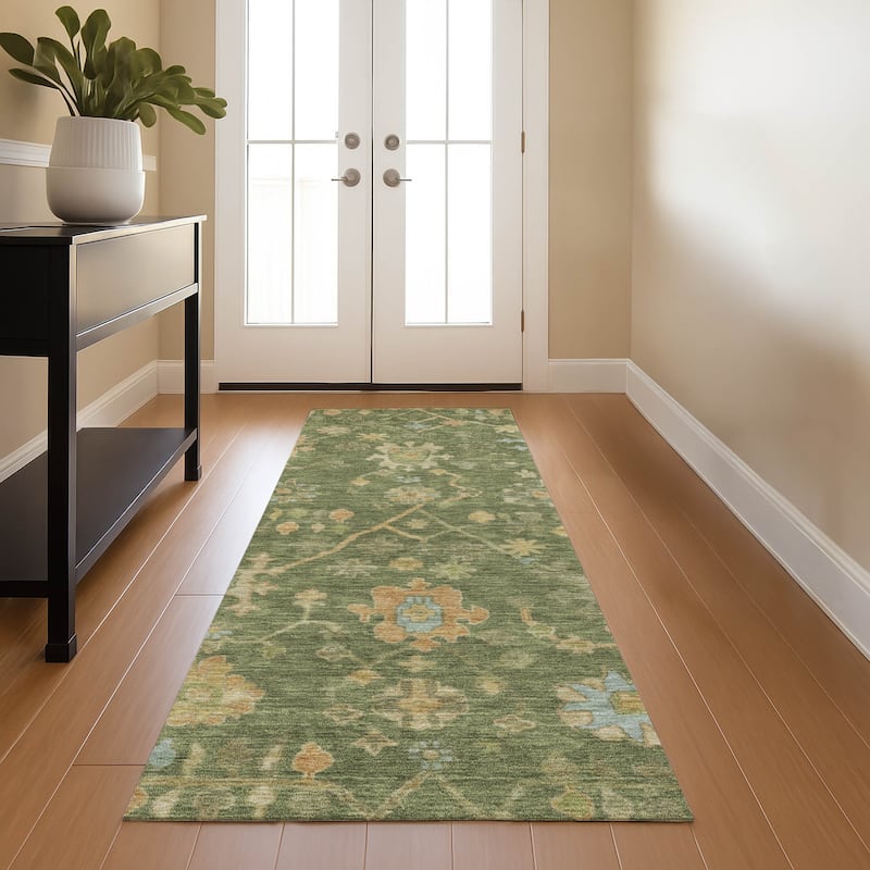 Premium Washable Super Soft Farmhouse Traditional Mayfield Rug - Fern - 2'3" x 7'6"
