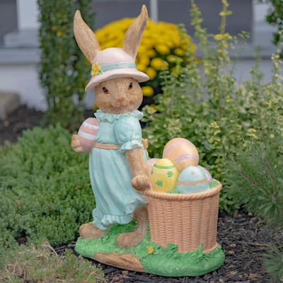 24 Inch Tall Garden Statue with Basket Magnesium