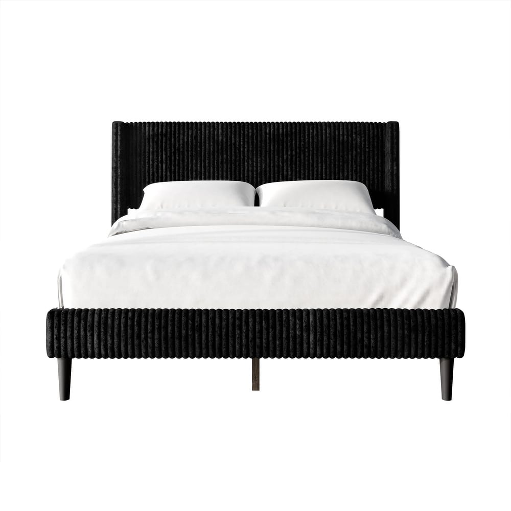 CraftPorch Modern Wingback Upholstered Velvet Bed