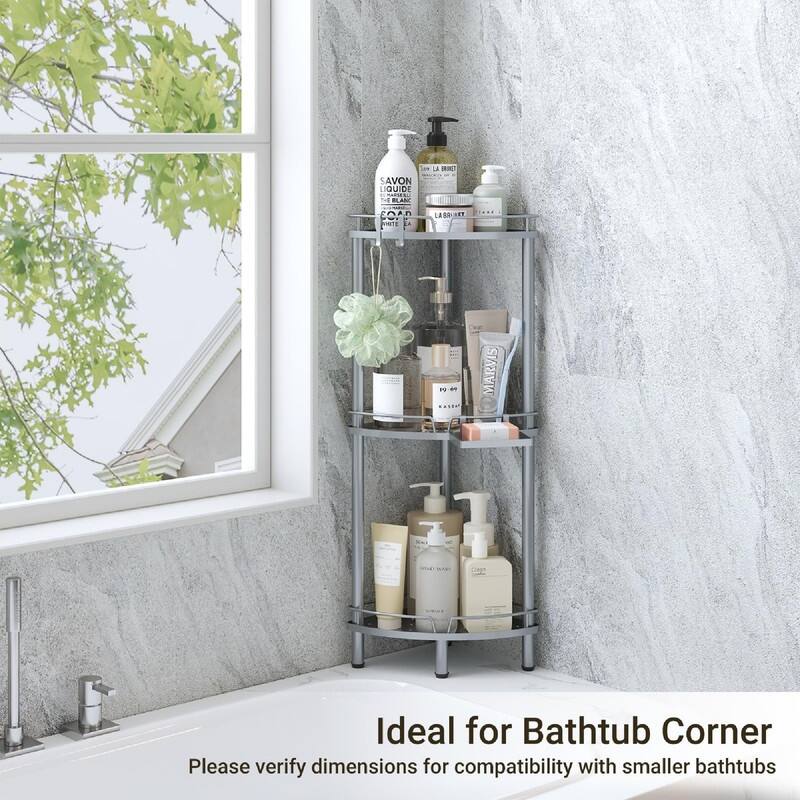 Corner Shower Caddy Standing - 9.6"D x 9.6"W x 30.9"H