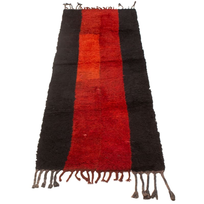 ECARPETGALLERY Hand-knotted Afghan Shiravan Red Wool Rug - 3'5 x 11'2
