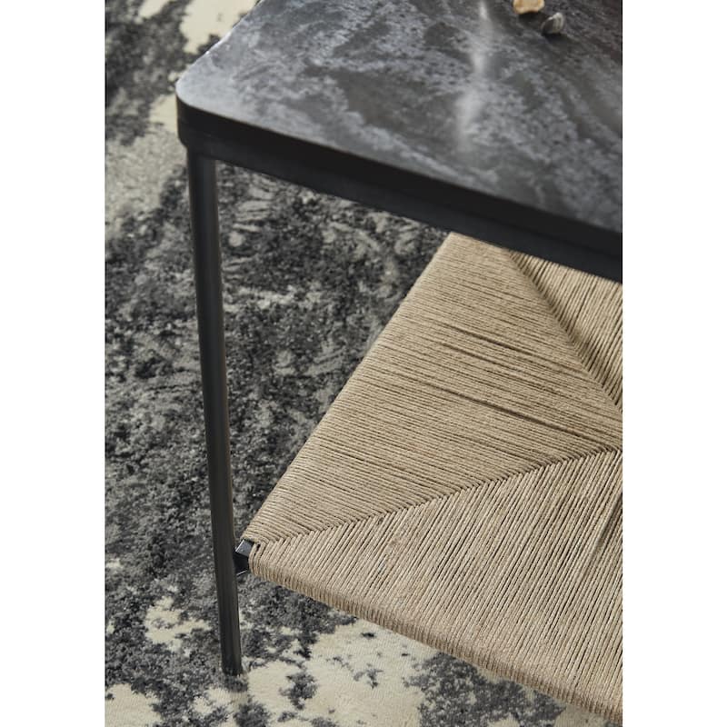 Signature Design by Ashley Minrich Black/Natural Accent Table - 20" W x 20" D x 21.88" H