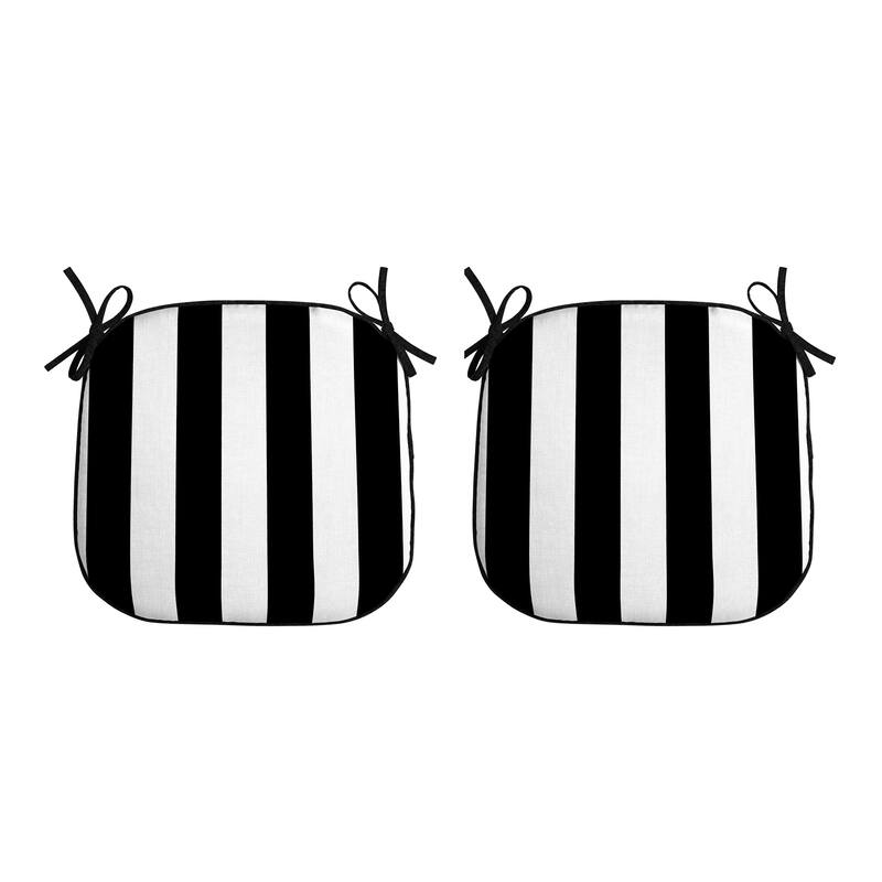 ARDEN Indoor/Outdoor Foam Seat Pad, Set of 2 - 17 x 16 - Black Cabana Stripe