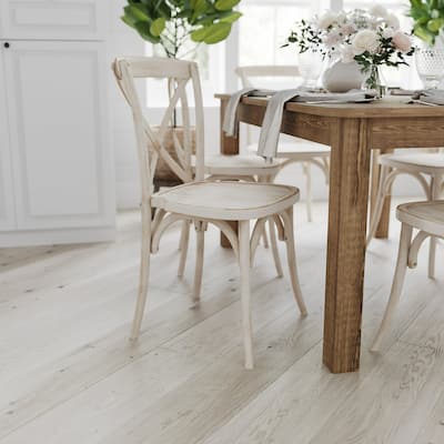 Style Wooden High Back Dining Chair in Lime Wash