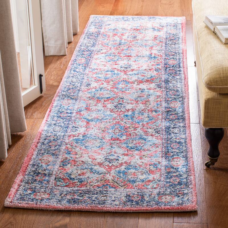 SAFAVIEH Handmade Saffron Carlee Modern & Contemporary Oriental Rust/Blue Cotton - 2' 3" x 8' - Rust/Blue - Runner