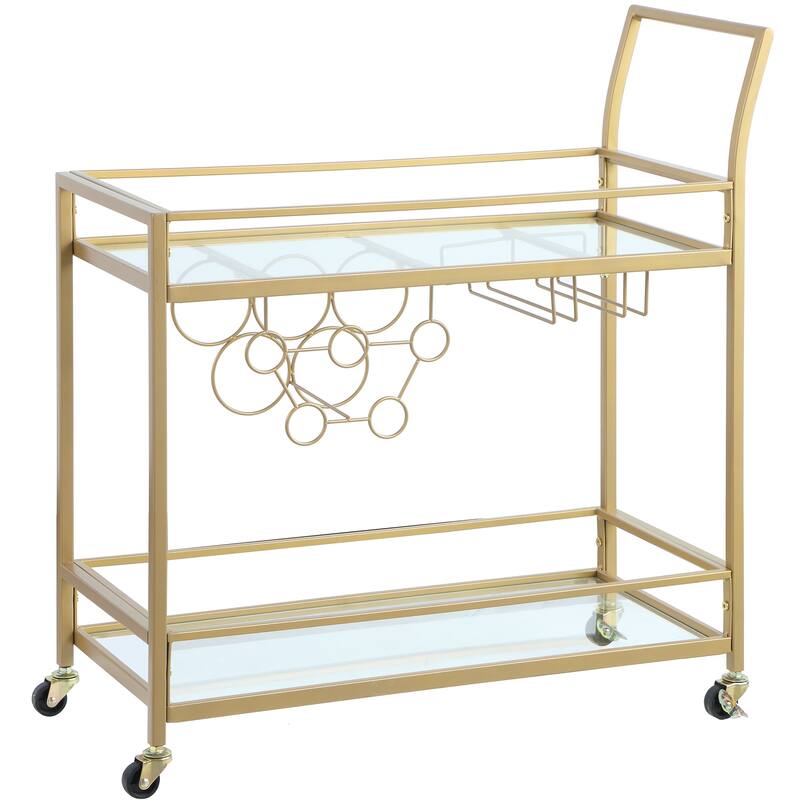 FirsTime & Co. Francesca Bar Cart, Metal Frame, Wood/Glass Top