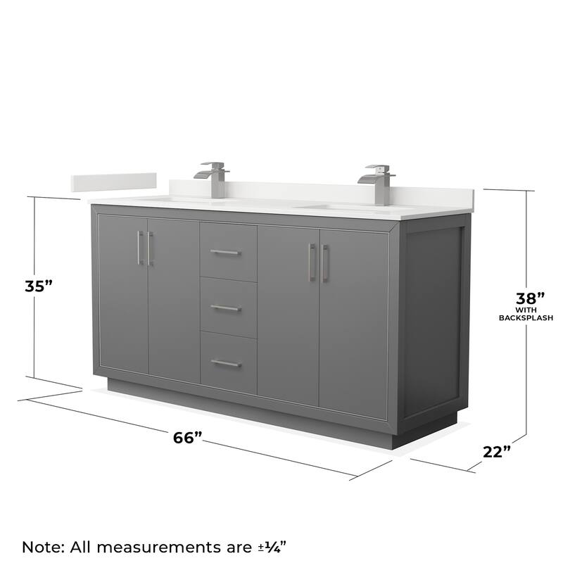Wyndham Collection WCF111166D-QTZ-UNSMXX Icon 66" Free Standing Double