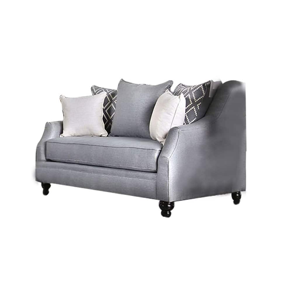 Burlap Weave Love Seat with Single Cushion Seat Design in Gray