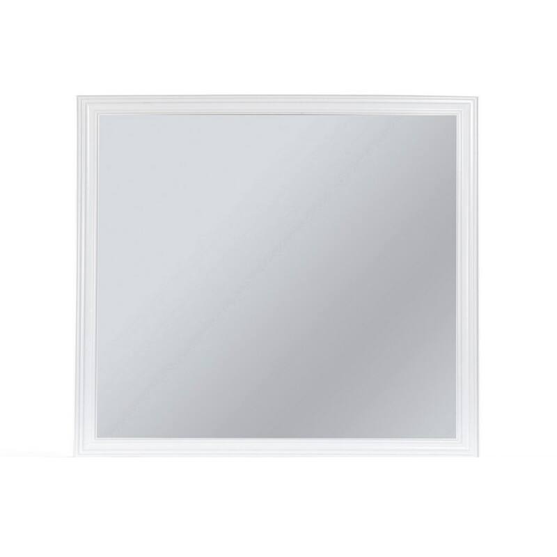Umi 39 x 39 Dresser Mirror, Molded Design Solid Wood White Square Frame