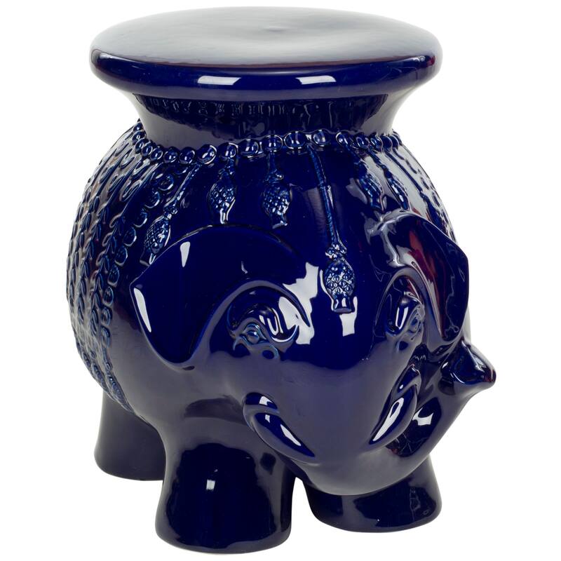 SAFAVIEH Paradise Ainara Elephant White Ceramic Decorative Garden Stool
