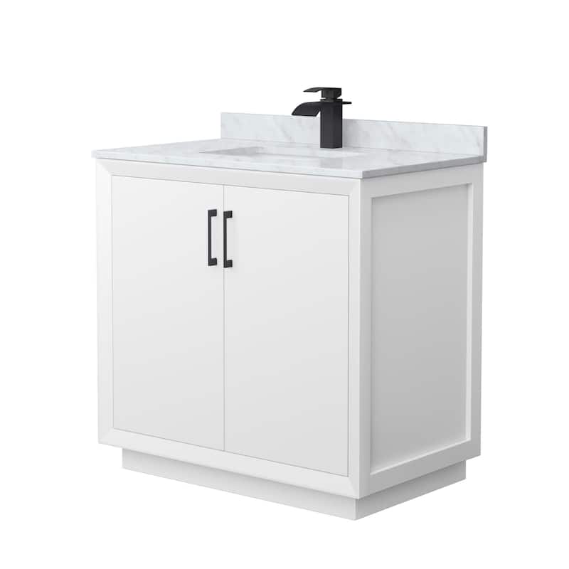 Wyndham Collection WCF414136S-NAT-UNSMXX Strada 36" Free Standing - White / Matte Black Hardware