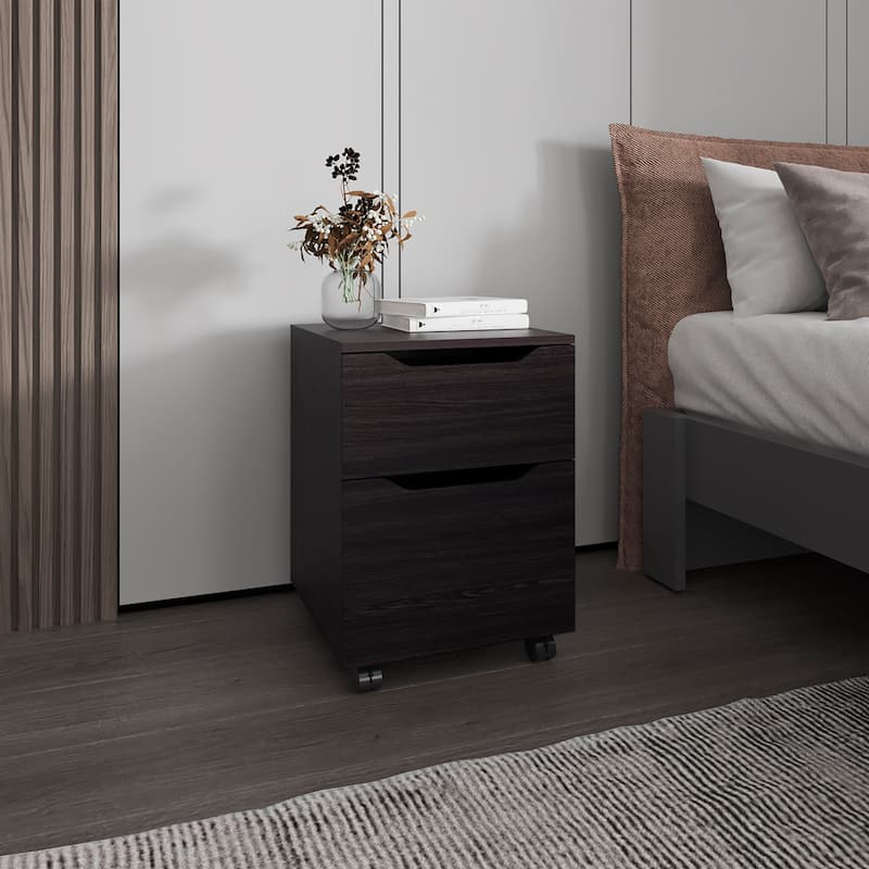 Wengue Nightstand for bedroom,with 1 Door and 1 Drawer - Brown