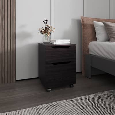 Wengue Nightstand for bedroom,with 1 Door and 1 Drawer