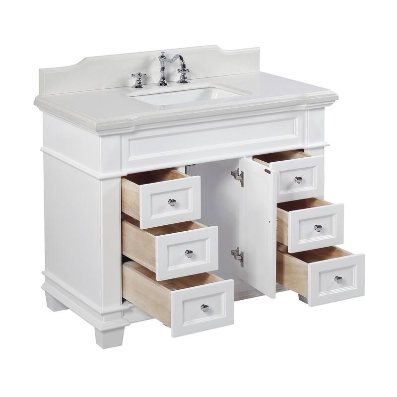 KitchenBathCollection Elizabeth 42" Bathroom Vanity with Quartz Top